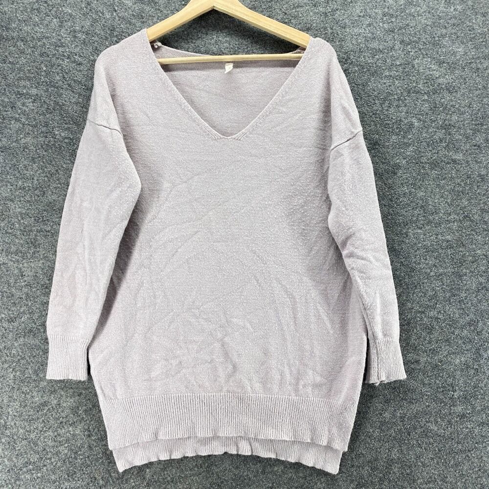 Wishlist Sweater Pullover Women S/M Gray Knit V-Neck Long Sleeve Solid Casual